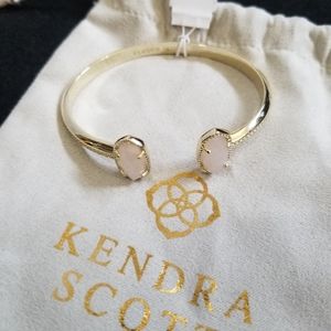 Kendra Scott Rose Quartz 14k plated open cuff